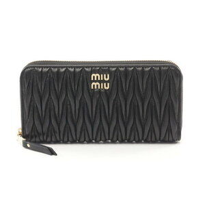 Miu Miu MATELASSE Round Long Wallet Leather Black